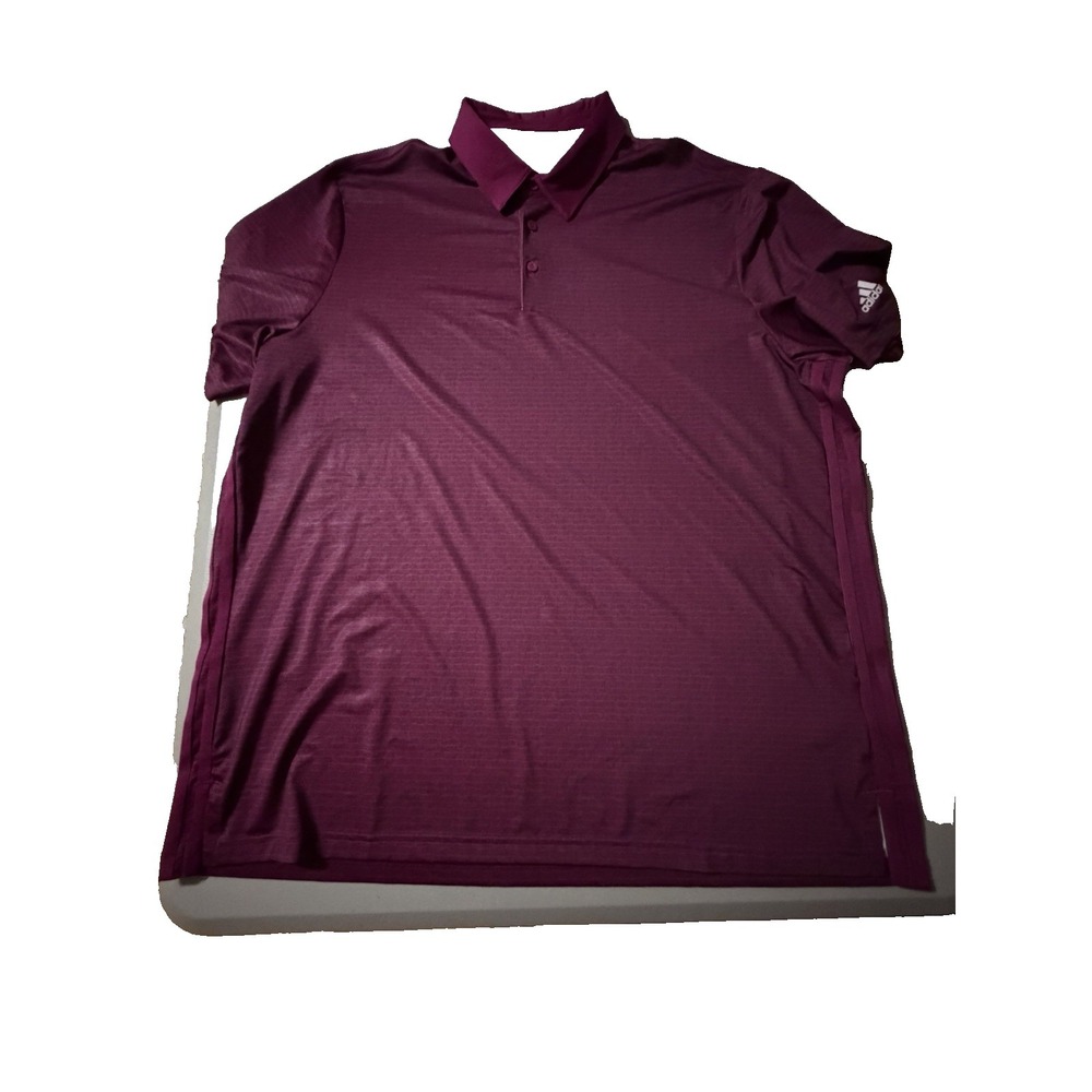 Adidas Men's 2XL Burgundy Striped Golf Polo Shirt